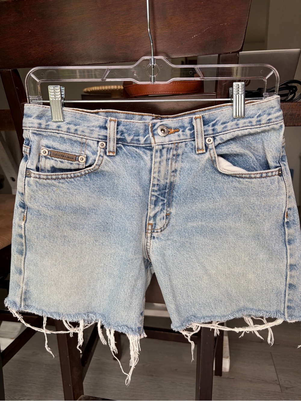 Calvin Klein Jeans Light Blue Frayed Denim Shorts